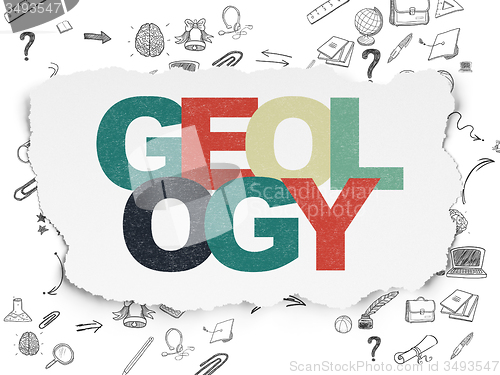 Image of Studying concept: Geology on Torn Paper background