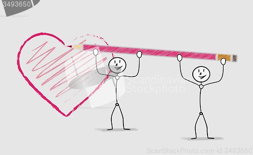Image of two people paint one large heart