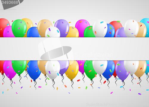 Image of invitation card with many balloons