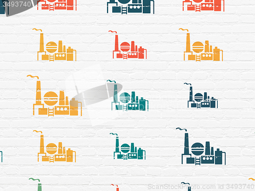 Image of Manufacuring concept: Oil And Gas Indusry icons on wall background