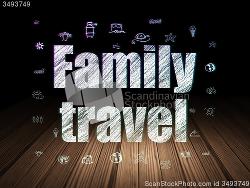 Image of Vacation concept: Family Travel in grunge dark room