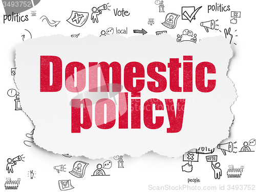 Image of Politics concept: Domestic Policy on Torn Paper background