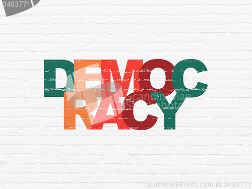 Image of Politics concept: Democracy on wall background