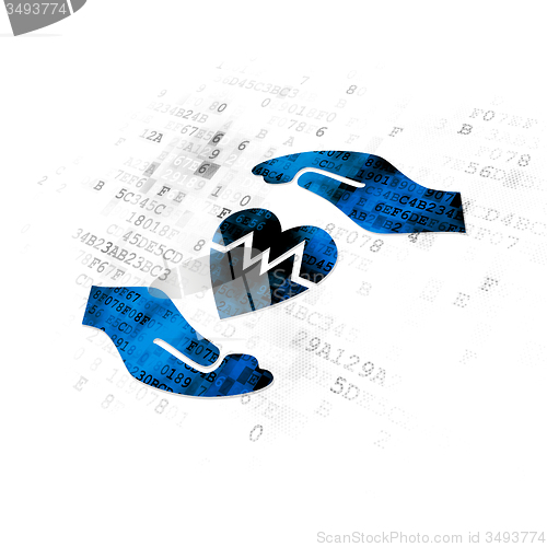 Image of Insurance concept: Heart And Palm on Digital background