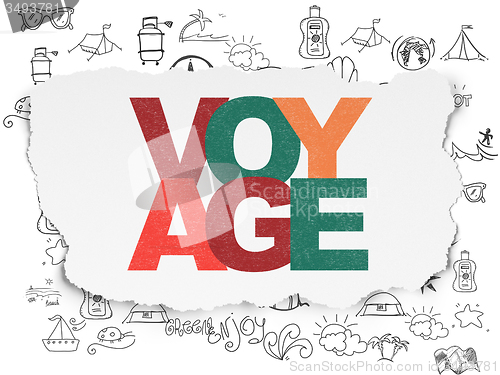 Image of Vacation concept: Voyage on Torn Paper background