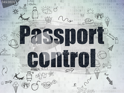 Image of Travel concept: Passport Control on Digital Paper background