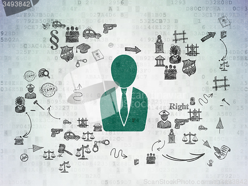 Image of Law concept: Business Man on Digital Paper background