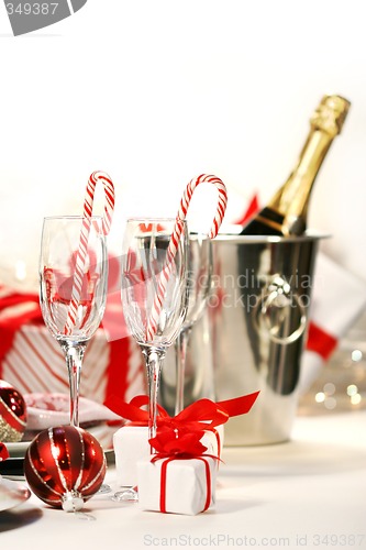 Image of Champagne with peppermint sticks