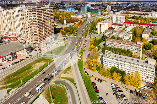 Image of Aerial view on Melnikayte street in Tyumen. Russia