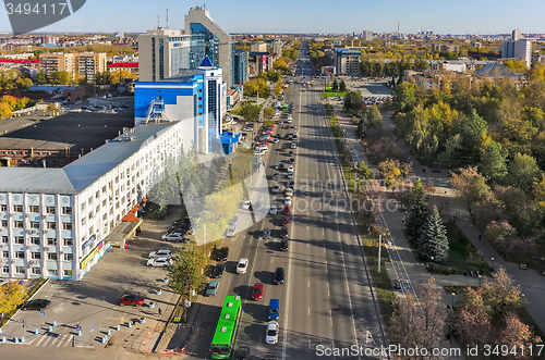 Image of Office building and Respubliki street. Tyumen