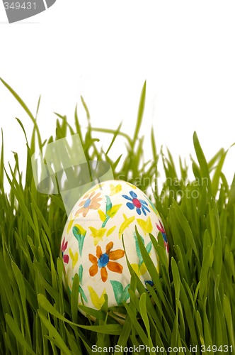 Image of Painted easter egg in grass