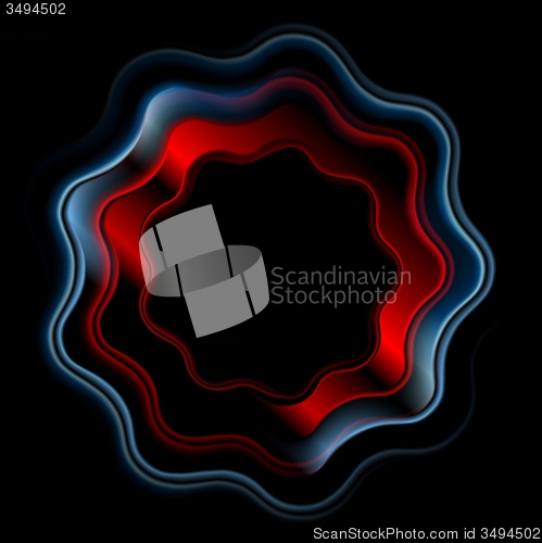 Image of Abstract bright wavy ring logo on black background