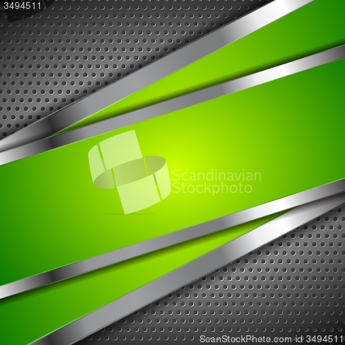 Image of Abstract green background with metallic design