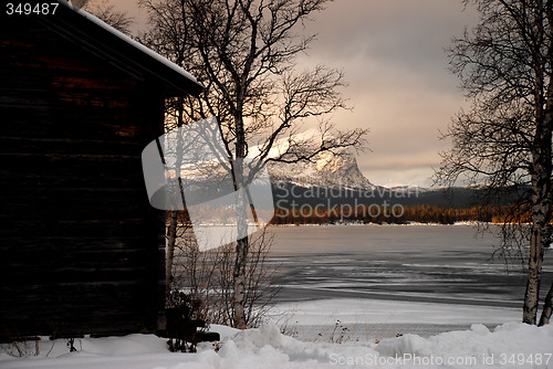 Image of mountain over lake