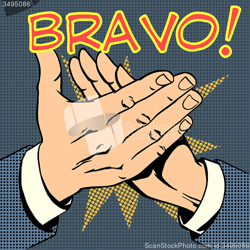 Image of hands palm applause success text Bravo