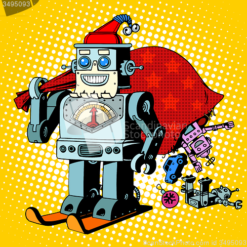 Image of Robot Santa Claus Christmas gifts humor character Robosanta