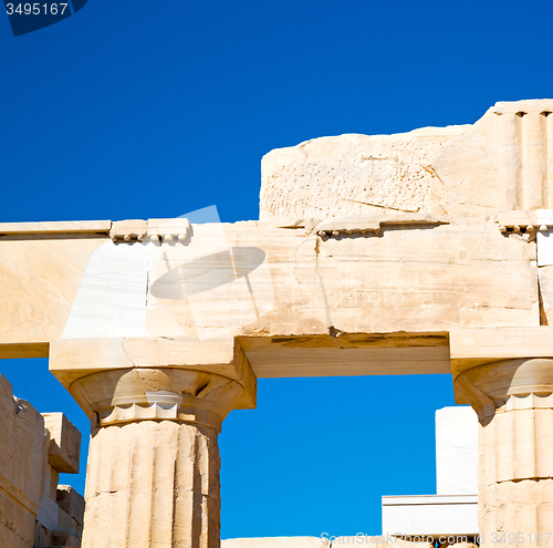 Image of historical   athens in greece the old architecture and historica