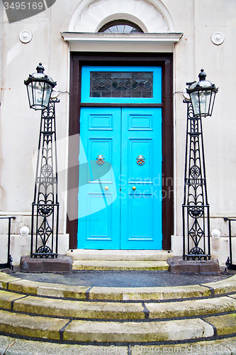 Image of  blue handle in london antique  brass nail and light