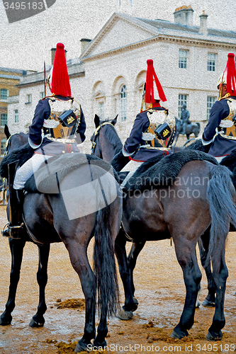 Image of in london england horse and cavalry for    the queen