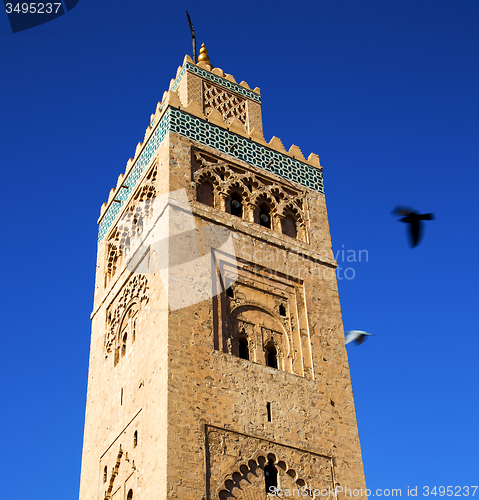 Image of in maroc africa minaret and the blue    sky