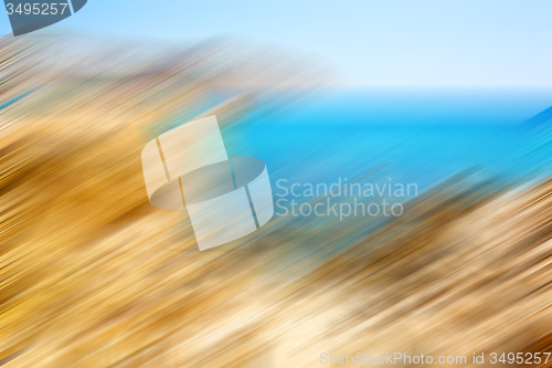 Image of in greece the mykonos island rock sea and beach blue   sky