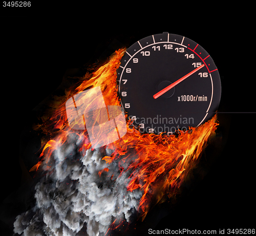 Image of Concept of speed - Trail of fire and smoke 