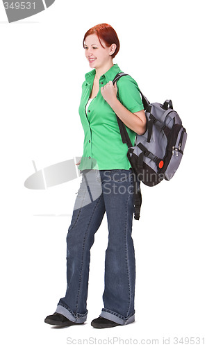 Image of Redheaded girl backpacker