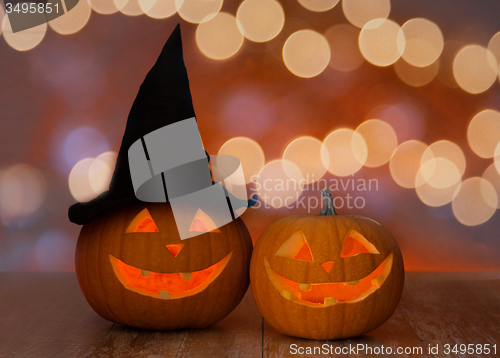 Image of close up of pumpkins on table