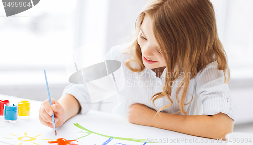 Image of little girl painting picture