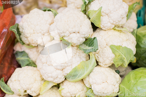 Image of close up of cauliflower at street market