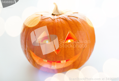 Image of close up of pumpkins on table