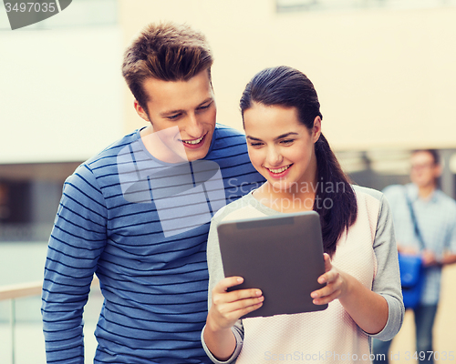 Image of group of smiling students tablet pc computer