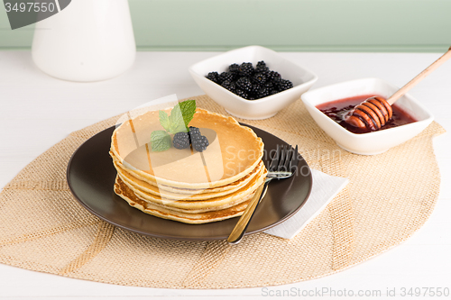 Image of Pancakes with fresh blackberries