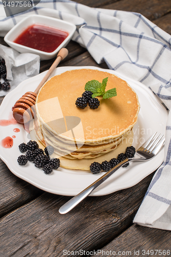 Image of Pancakes with fresh blackberries