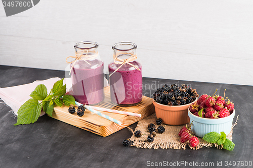 Image of Fresh red fruits smoothie