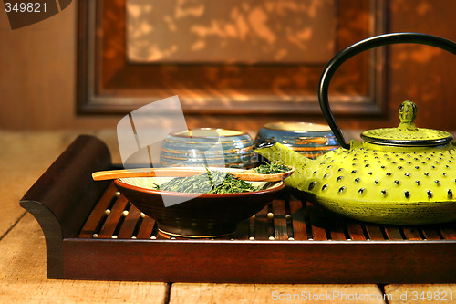 Image of Green cast iron teapot