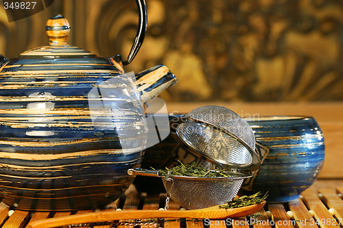 Image of Blue Japanese teapot