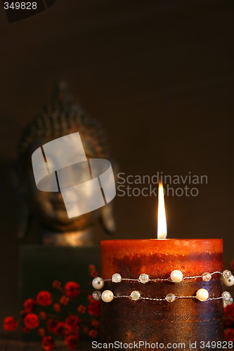 Image of Zen candle and buddha statue