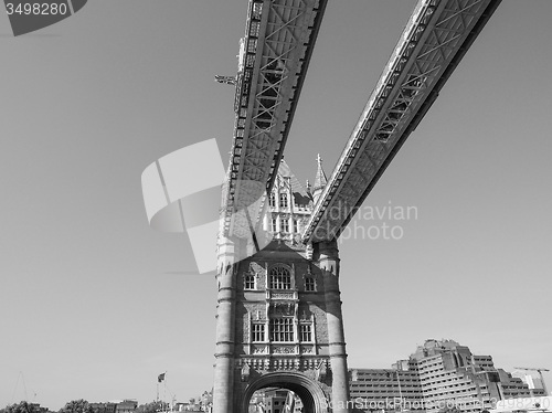 Image of Black and white Tower Bridge in London