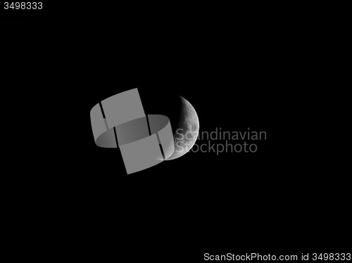 Image of Black and white First quarter moon