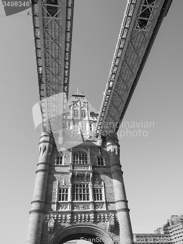 Image of Black and white Tower Bridge in London