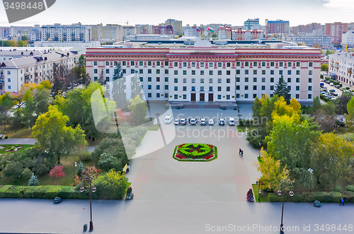 Image of Aerial view onto Tyumen regional duma. Russia