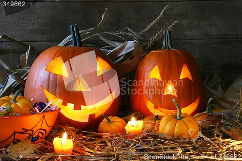 Image of Scarved jack-o-lanterns