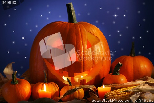 Image of Halloween pumpkin against a starry night