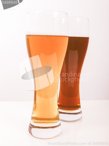 Image of Retro looking Two glasses of German beer