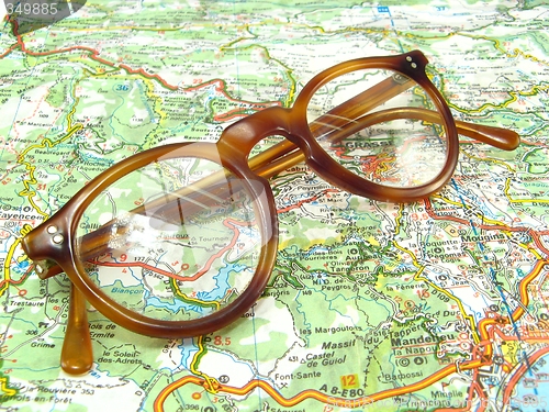 Image of Glasses on a map