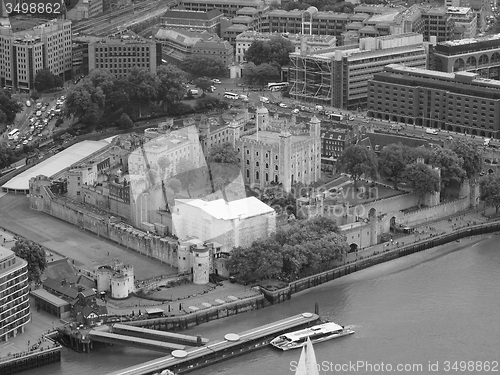 Image of Black and white Aerial view of London