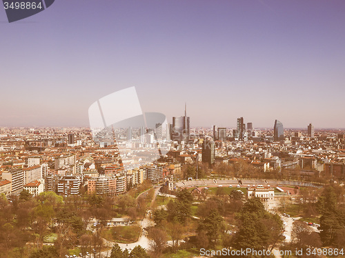 Image of Retro looking Milan aerial view