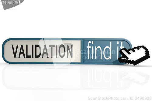 Image of Validation word on the blue find it banner 