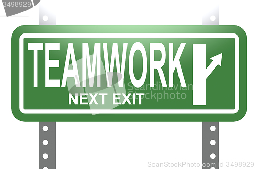 Image of Teamwork green sign board isolated